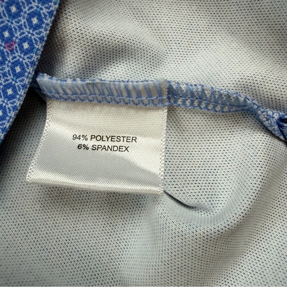 Peter Millar Summer Comfort Blue Geometric Pattern Golf Polo Shirt Mens XL - Picture 6 of 8
